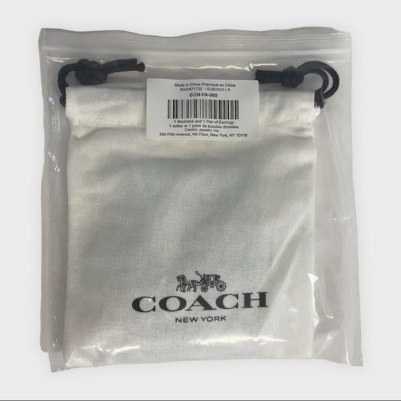 COACH Circle Rose Gold Necklace & Earrings Set - Picture 5 of 8